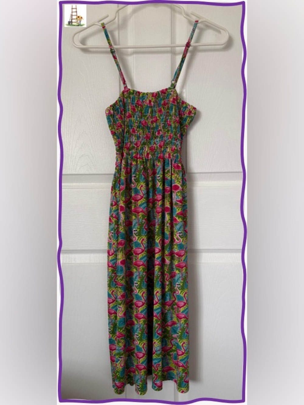 ISLA BONITA-Tropical Flamingo Print Midi Dress - Pink & Green